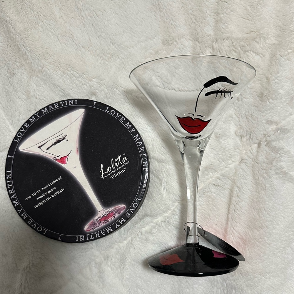 Lolita Flirtini Collectible Hand Painted Martini Glass - Brand New in box